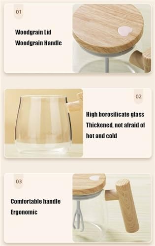 Copo de mistura elétrico de alta velocidade, caneca de café com agitação automática, copo de vidro à