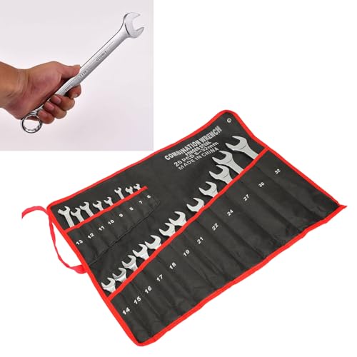 Mavaol Cr V Steel Dual Function Wrench Set, Open End and Star End, Mirror Finish, Corrosions Resistant, with Portable Pouch, Sturdy Mechanic Tool Set - Image 7