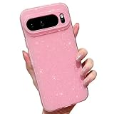 MINSCOSE Compatible with Google Pixel 9 Pro XL Case,Cute Bling Glitter Thin Slim Shockproof TPU Sparkly Cover for Women Girl for Google 9 Pro XL 6.8 INCH-Pink