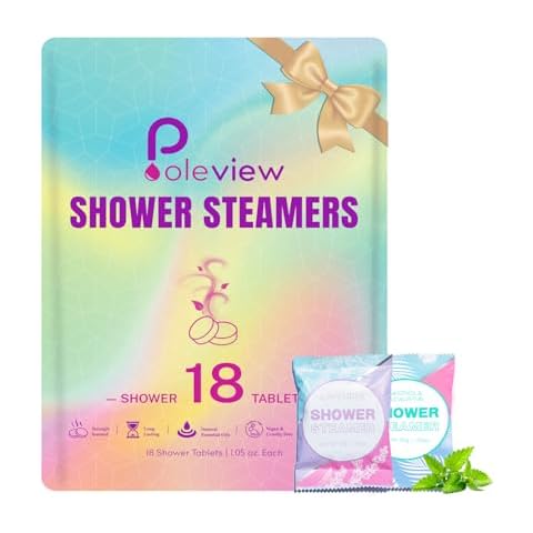 Poleview Shower Steamers Aromatherapy, 18 Pack Lavender, Menthol & Eucalyptus Shower Bombs with Essential Oils for Relaxation & Home Spa, Stress Relief Gifts for Women Men and Girlfriend Cover