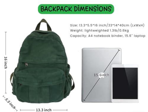 GAMLFL Green Canvas Retro Backpack