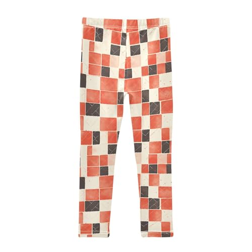 KLL Buffalo Plaid Red Black Toddler Girls Active Leggings Comfortable Full Length Pants Gym2
