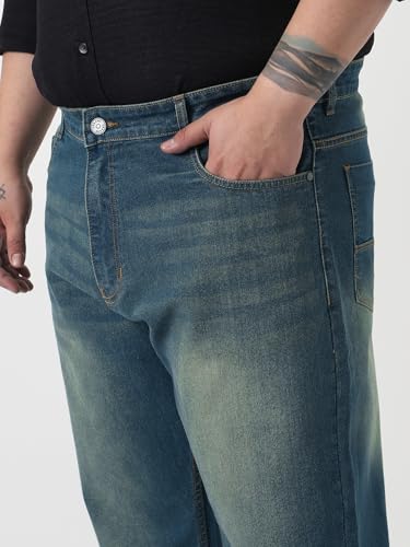 Image of Urbano Plus Men's Straight Fit Heavy Washed Jeans Stretchable