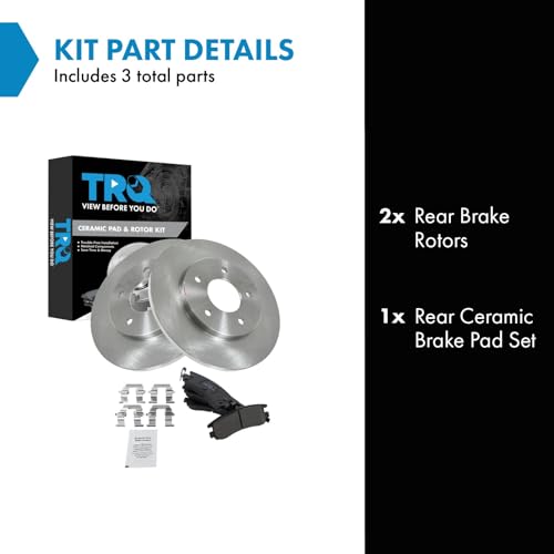 Image of TRQ Rear Ceramic Brake Pad and Rotor Set | For 1995-1999 Chevrolet Lumina 1995-1999 Monte Carlo with Rear Disc Brakes Models