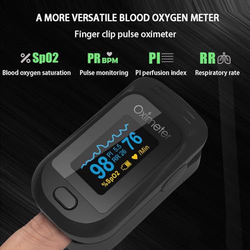 Oxímetro De Pulso, Pulsioxímetro De Dedo Profesional, Monitor De Saturación De Oxígeno En Sangre(Spo2/PI/PR/RR) con Pantalla OLED Medición Precisa B - imagen 6