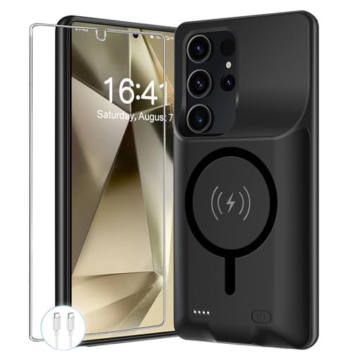 Battery Case for Galaxy S24 Ultra, Upgraded 12000mAh Portable Protective Wireless Charging Case Compatible with Galaxy S24 Ultra 5G (6.8 inch) Rechargeable Extended Battery Pack Charger Case (Black)