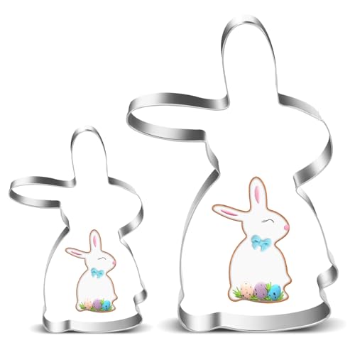 Emporte-Pièces Lapin, 2 Emporte-Pièces Lapin De Pâques Set, Emporte-Pièce Lapin en Acier Inoxydable, Emporte-Pièce Lapin Géant, Emporte-Pièce Lapin...