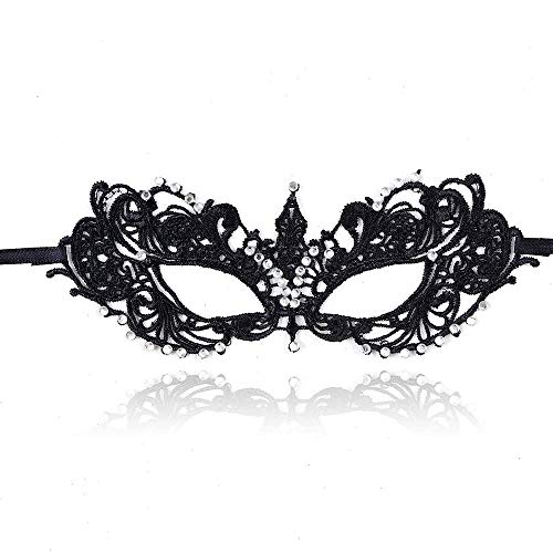 YMHPRIDE Maskerade Masker voor Koppels Strass Venetiaans Masker Mardi Gras Masker Kant Maskerade Masker voor Vrouwen Mannen Party Prom Ball Halloween Kostuum Masker Zwart - Image 5
