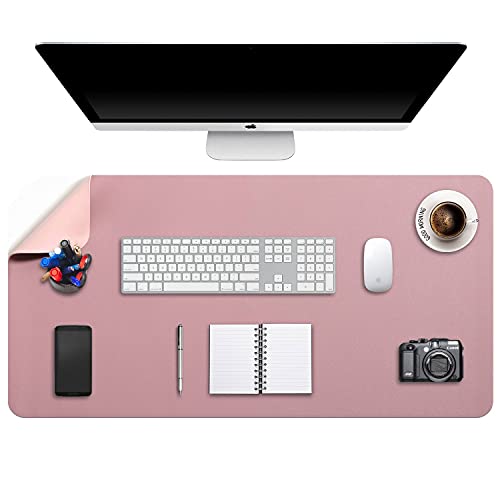 Buvard de bureau en cuir PU premium rose double face 90x43cm