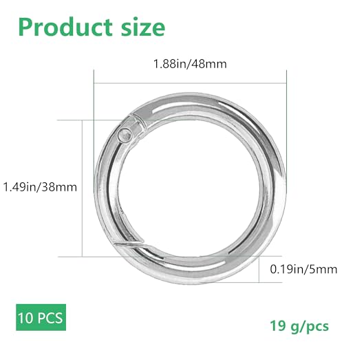 XCSJ 10PCS Round Carabiner 49mm Large Round Carabiner Snap Hook Round Spring Snap Ring Carabiner for Handbag, Bags, Keychain, Crafts (3 Colour) - Image 2