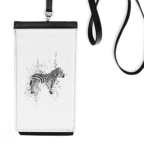 Sac smartphone faux cuir noir avec porte-monnaie sacoche suspendue zèbre