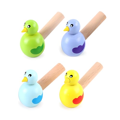 arrderly Lot de 4 sifflets en bois pour enfants - Sifflet en bois - Sifflet de fête - Flûte de lotus - Noël - Pour enfants