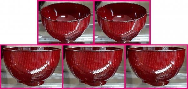 Amazon.co.jp:会津塗 :5個:日本製5客:お椀 漆器 「粗亀甲汁椀（赤赤溜