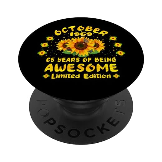 65 Cumpleaños 65 Años Amantes del Girasol Nacidos Octubre 1959 PopSockets PopGrip Intercambiable