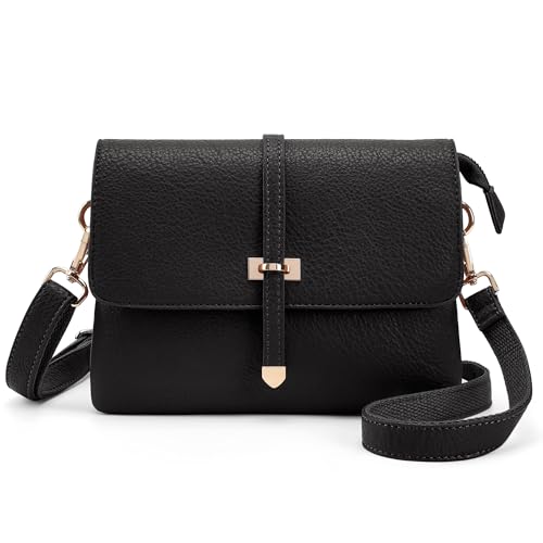Goinsound RFID Crossbody Purse for Women Minimalist Vegan Leather Cell Phone Purse for Going Out Black