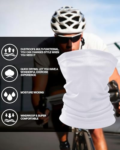 Image of Geyoga 4 Pcs Neck Gaiter Face Cooling Mask UV Sun Protection Scarf Thin Breathable Neck Gaiter Bandana for Men Women Cycling