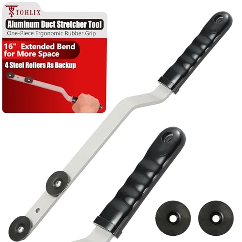 TOHLIX Aluminum 89565 Duct Stretcher Tool with One-Piece Ergonomic Wave Grip & Extended Bend for More Space | Drive Cleat Installation & Duct Pulling Tool for HVAC Ductwork Alignment | Offset Handle
