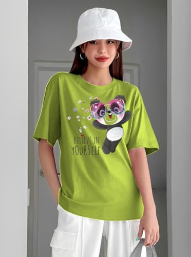 Image of Parona Polyester Casual Round Neck Printed T-Shirt | Half Sleeves Tshirt for Women