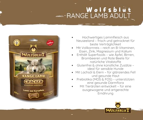 Wolfsblut Range Lamb Cracker – Hundesnack - 2×225 g Bundle - Getreidefrei & zuckerfrei - Single-Protein durch Lamm -Schonend gebacken, Ideal für Sensible Hunde & als Belohnung