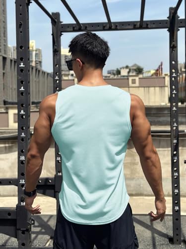Image of Men's Sandow Sleeveless Vest - Slim Fit Ribbed Cotton Blend Tank Top - Lightweight Crew Neck Gym Workout Undershirt for Summer