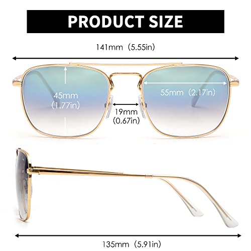 Image of JIM HALO Retro Square Aviator Sunglasses Premium Glass Lens Flat Metal Eyewear Men Women
