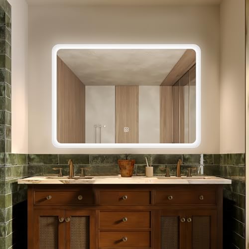 Miroir LED Rectangulaire 100x70 cm avec Contour Givré – Éclairage...