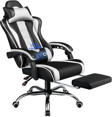 Migliori sedie gaming economiche Yaheetech Sedia Gaming Ergonomica Massaggiante Schienale Reclinabile Bianco