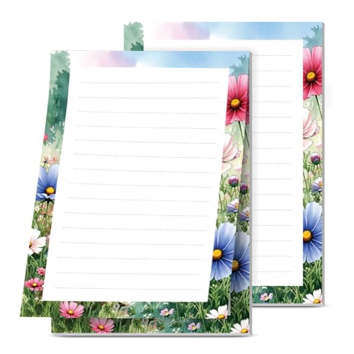 Bloc-notes adhésifs lignés 10x15 cm style aquarelle floral pour bureau