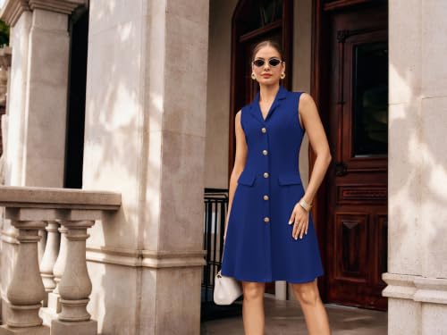 Image of GRACE KARIN Women's Sleeveless Button Down Work Professional Dresses