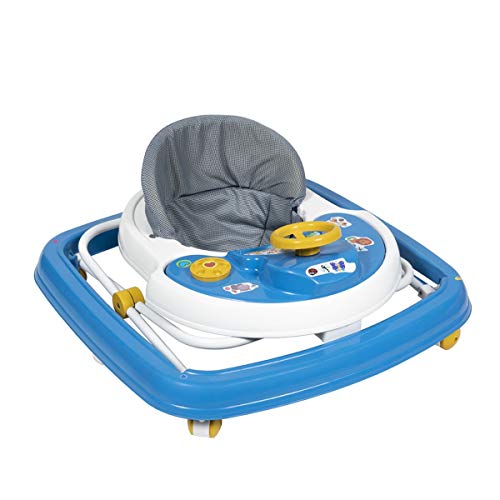 Andador Para Bebê 6 Rodas Musical Regulável Azul, Styll Baby, Azul
