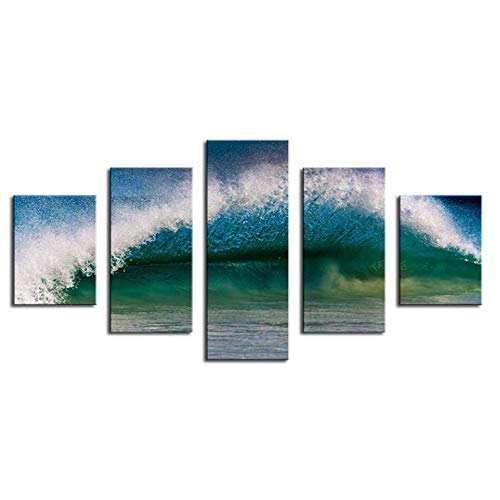 Décoration murale ocean wave pour salon moderne : grand format 5 pièces