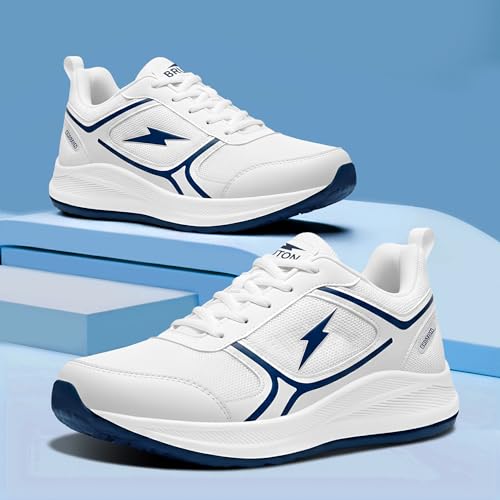 Image of BRUTON BlueBlaze EVA Lite Running Shoes Breathable Mesh Lace-Up Sports Shoes for Men- White