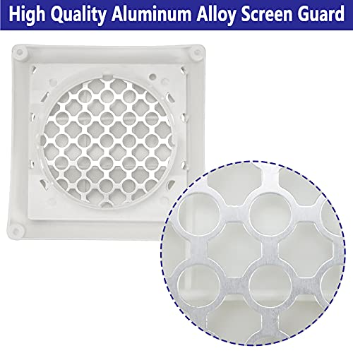 Louvered Dryer Vent Cover Outdoor With Aluminum Built-In Pest Guard Screen And Screws, Exhaust Cap For 4" Opening Hood Duct(2Pcs White) #TOP2