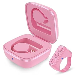 Fingertip Bluetooth Remote Control TIK TOK Wireless Page Turner TYUOBOX Camera Remote Shutter Selfie Button Controller with Charging Case for iPhone Android Ipad Cell Phone (Pink1)