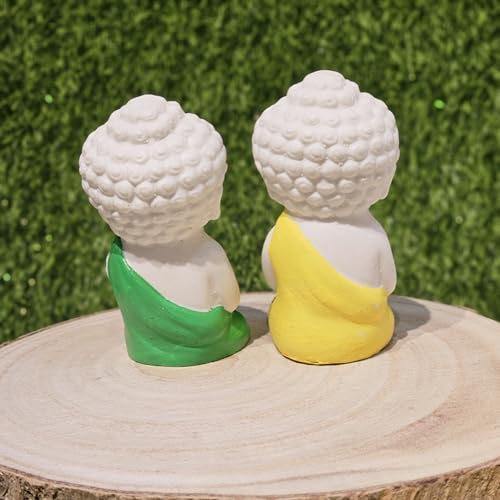 Image of Miniature Buddha Set of 2 for Home Decor Mini Garden Dollhouse Accessories Zen Figurines Resin Buddha Statues for Tabletop Office Shelf Gifting