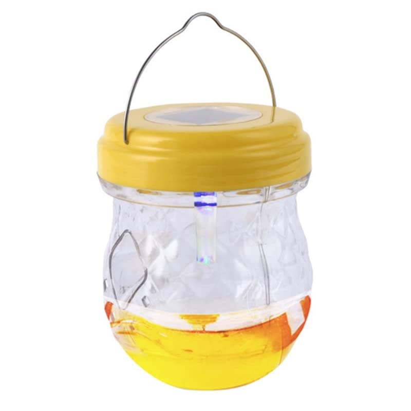 LED Solar Powered Wasp Trap Outdoor Hanging Fruit Fly Trap with Light Beekeeping Wasp Killer-for Garden Park Waterproof bee traps for outside lure trapper-refills outdoor hanging no harm traps