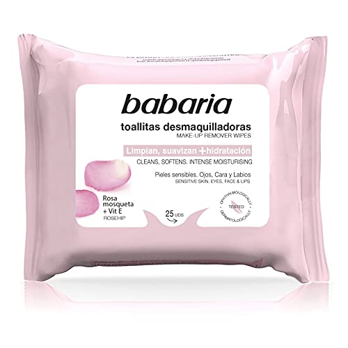 Babaria – Toallitas Desmaquilladoras Rosa Mosqueta – 25 Uds, Blanco