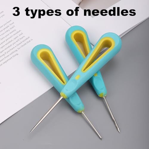 Image of 3pcs Punch Needle Wick for Candle Making, 3 Design Punch Needle Candle Wick Tool with Comfortable Handle DIY Craft Supplies for Beginners Handcraft Class