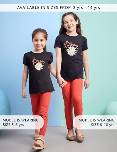 Image of Amazon Brand - Symbol Girl's Cotton Jersey Stretchable Leggings | Ankle Length | Aged 2-14 Years