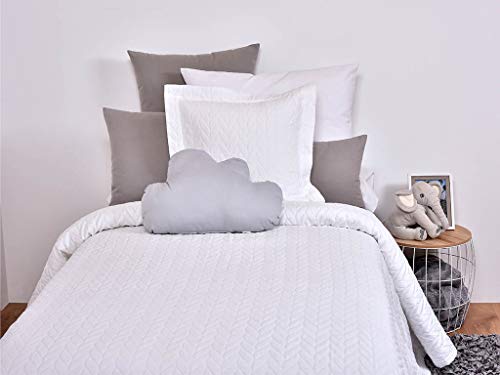 MI CASA 180X270 Blanco Colcha MALBUN (Cama 90), 80% Algodón, 20% Poliéster