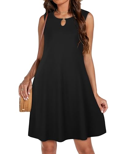 Image of Summer Dresses for Women 2026 Casual Sleeveless Sundress Floral Loose Fit Beach Cover Up with Pocket