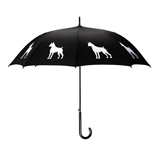 The San Francisco Umbrella Company - Premium Boxer Rain Umbrella (White on Black) - Strong, Durable, Windproof & Resistant With Fiberglass Ribs Stick Umbrella