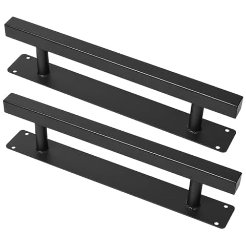 Purife 12'' Iron Classic Square Pipe Sliding Door Handles Black Pack of 2 Cover