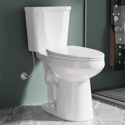 Vomlor 19 Inch Elongated Tall Toilet for Seniors, Tornado Flush Single Flush 1.28 GPF, Comfort ADA Height, Bowl Heigh 19', Seat Heigh 20',Two Piece High Toilet for Bathroom, 12” Rough In, White
