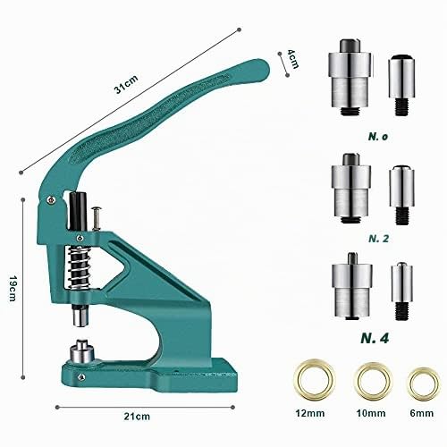 Set di 3 punzonatrici, pinza professionale con set di timbri e 900 occhielli 6 Mm/10 Mm/12 Mm per bottoni a pressione, rivetti, tende, cinture