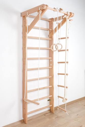 Indoor Kinder Turnwand, Klettergerüst Sport-2-220 Sportgerät, Kletterwand, Holz, Gym, Sprossenwand