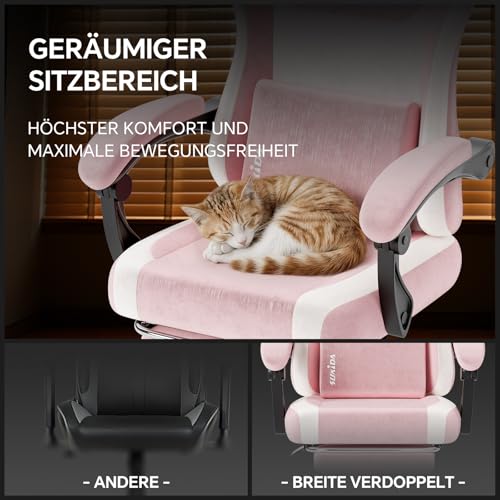 SUKIDA Gaming Stuhl, Ergonomischer Schreibtischstuhl mit Fußstütze Kopfstütze und Lendenkissen… – Ansicht 6