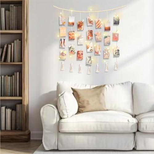 Picture Hanger, Christmas Card Holder Wall Display, Photo Clip String Lights, Photo Clips String Light, Christmas Card Display Hanging, Christmas Card Holder Display, Gift for 11 12 13 14 15 Year Old Girl, Teenage Girls Gifts Ideas