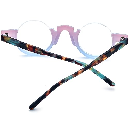 Image of HEPIDEM Matte Multicolor Acetate Glasses Frame Women,Semi Rimless Round Optical Eyeglasses