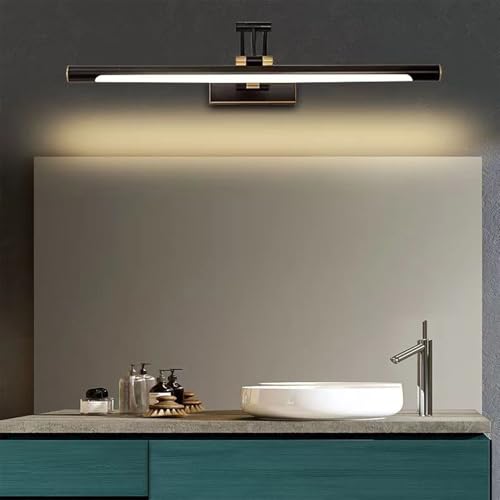 Apliques de pared para baño en metal negro de 43cm con óptica LED fina y luz cálida elegante 6